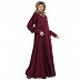 Umbrella cut abaya with long cuff sleeves- Wine Berry